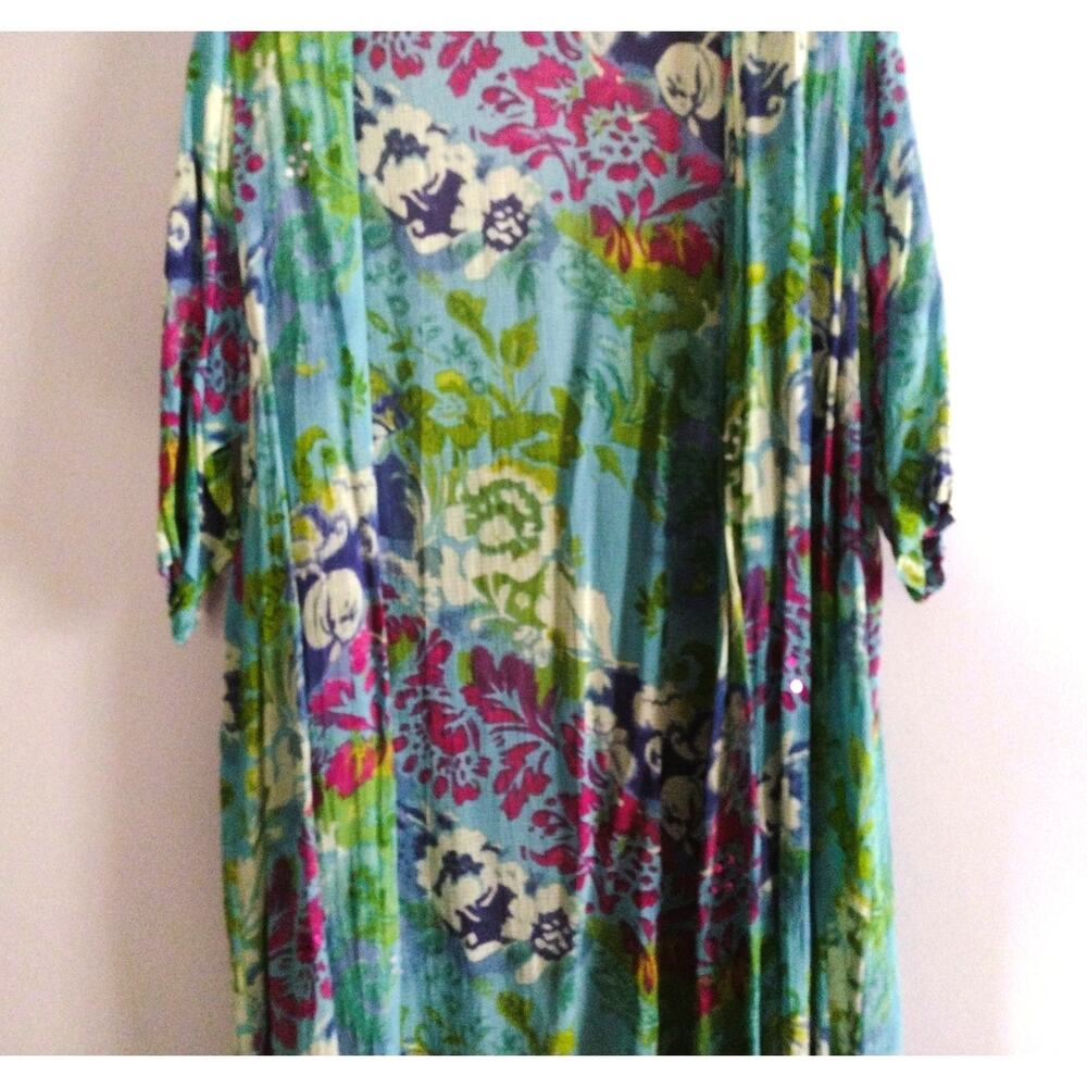 Ulla Popken Multicolor Long Duster Cottagecore Fl… - image 5